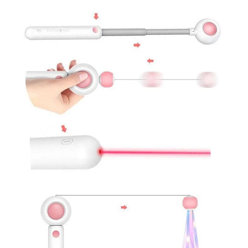 2-In-1 Extendable Cat Wand Toy With Laser Teaser And Feather Replacements by Dog Hugs Cat