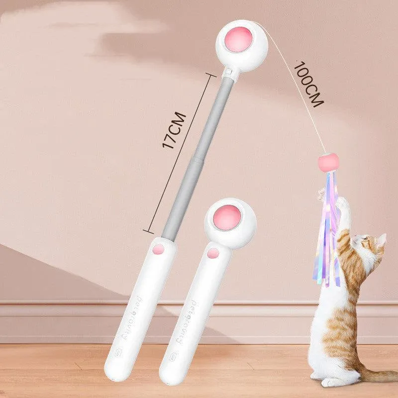 2-In-1 Extendable Cat Wand Toy With Laser Teaser And Feather Replacements by Dog Hugs Cat