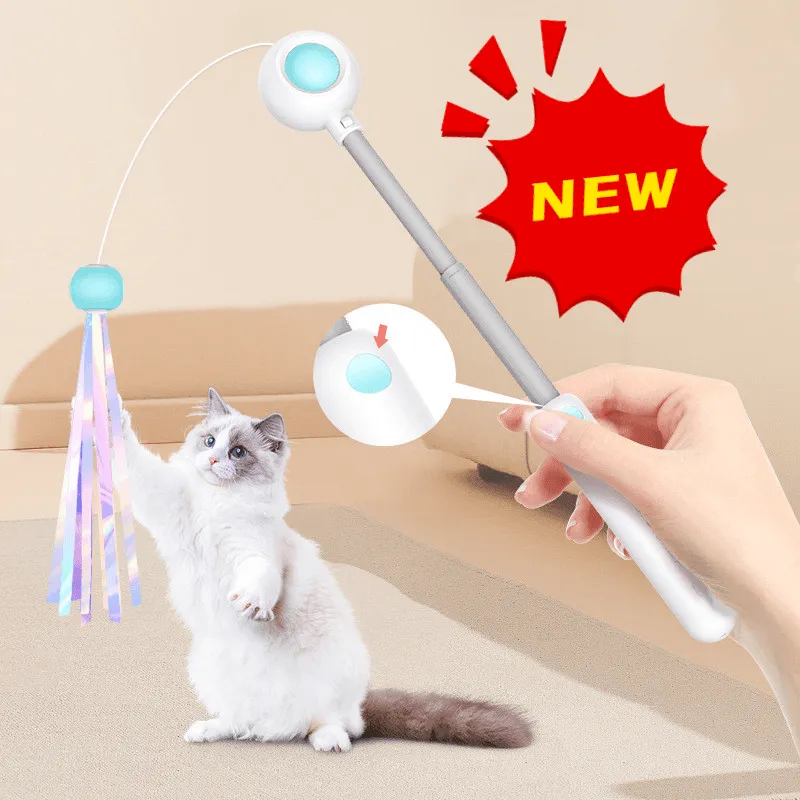 2-In-1 Extendable Cat Wand Toy With Laser Teaser And Feather Replacements by Dog Hugs Cat