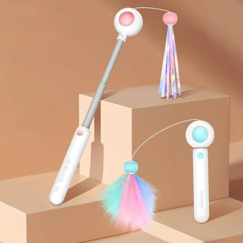 2-In-1 Extendable Cat Wand Toy With Laser Teaser And Feather Replacements by Dog Hugs Cat