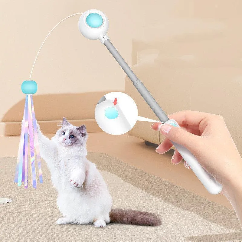 2-In-1 Extendable Cat Wand Toy With Laser Teaser And Feather Replacements by Dog Hugs Cat