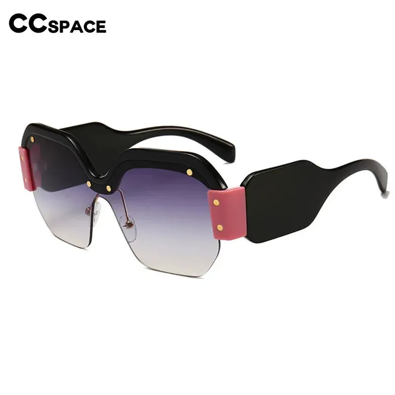 45341 Square Sunglasses Women Cat Eye Rivet Purple Half Frame Glasses Designer Fashion Shades