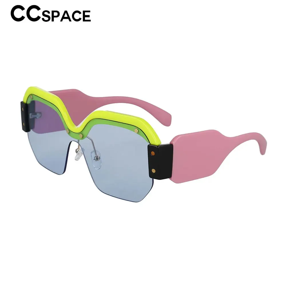 45341 Square Sunglasses Women Cat Eye Rivet Purple Half Frame Glasses Designer Fashion Shades