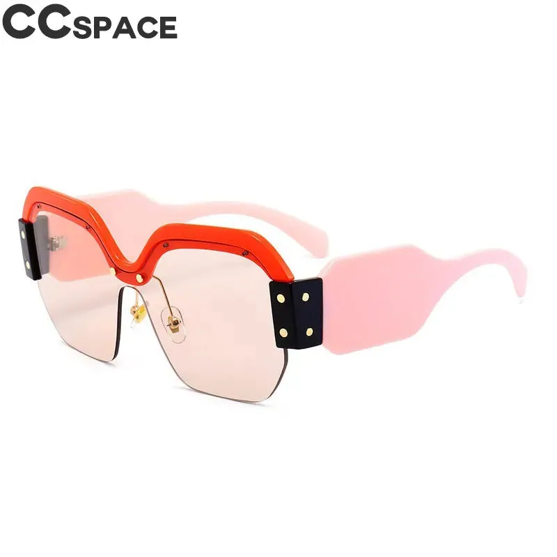 45341 Square Sunglasses Women Cat Eye Rivet Purple Half Frame Glasses Designer Fashion Shades