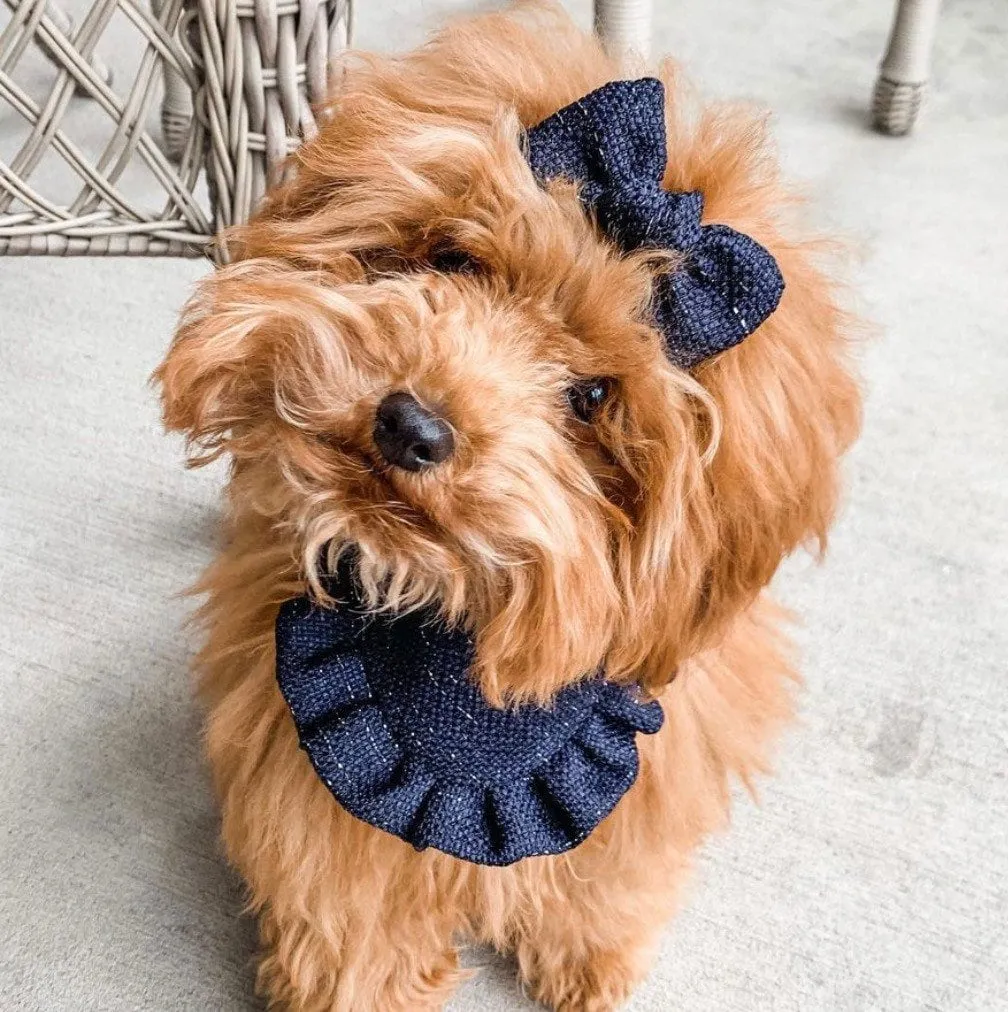 Black Hearts Valentines Dog bandana with ruffles