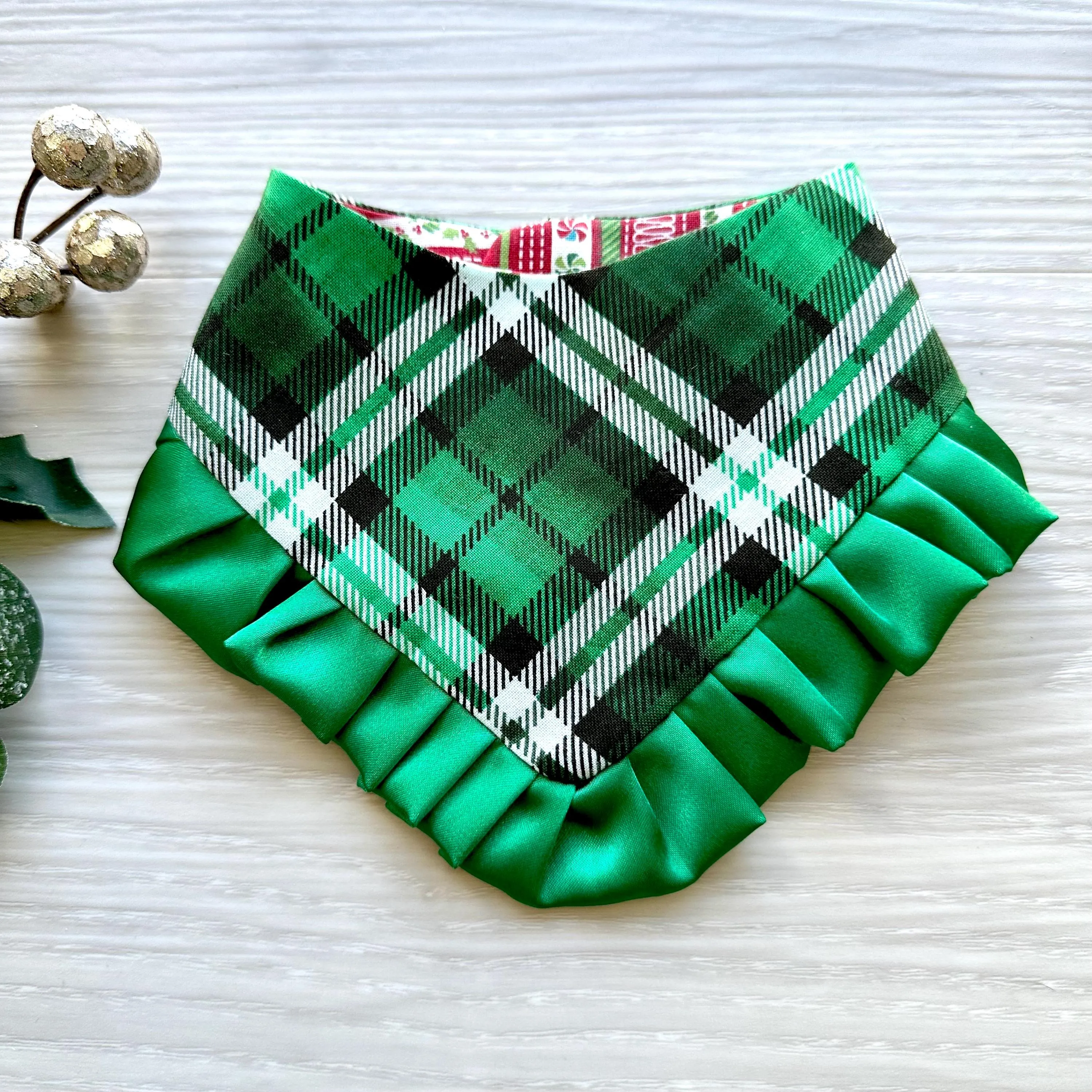 Christmas Green Plaid W/Ruffles