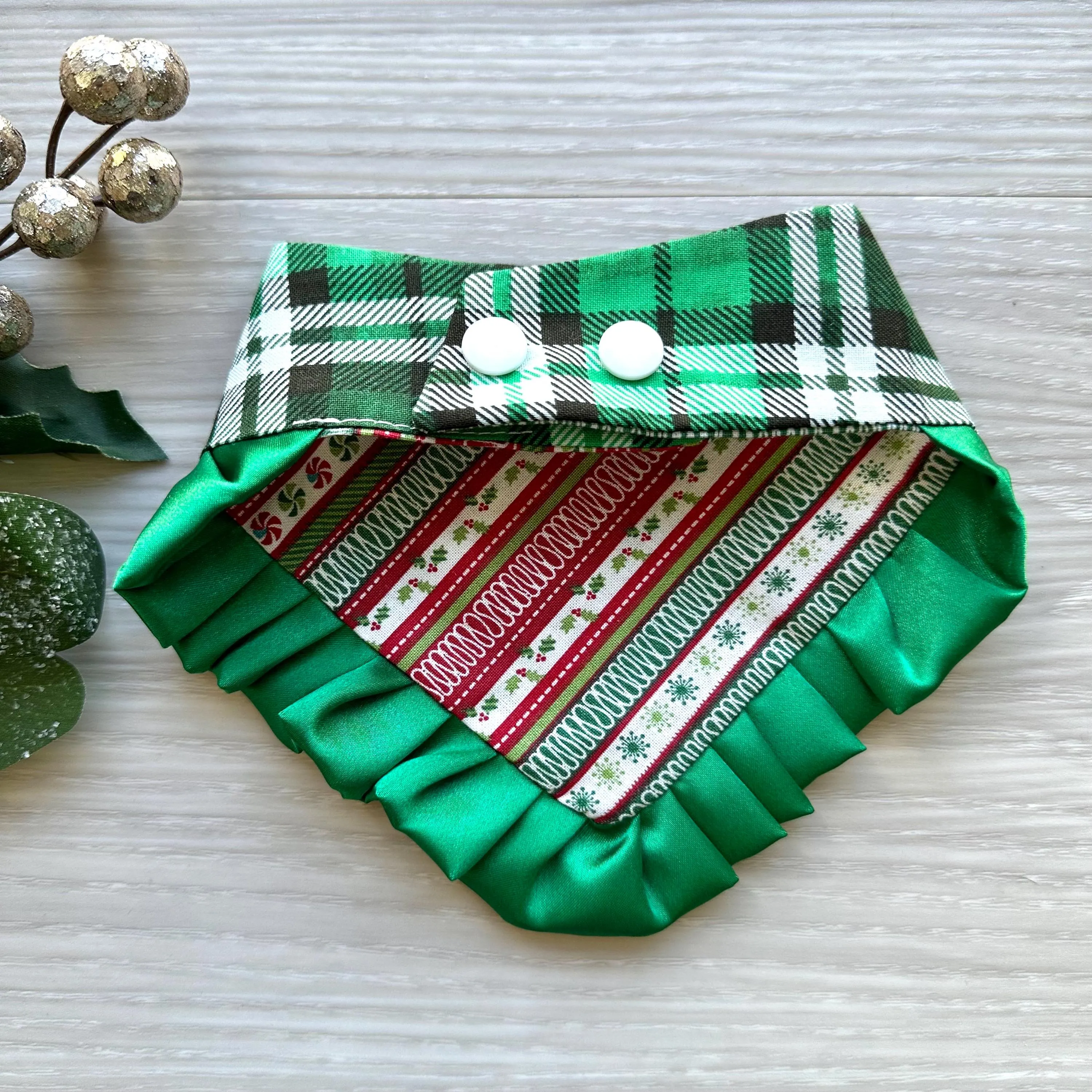 Christmas Green Plaid W/Ruffles