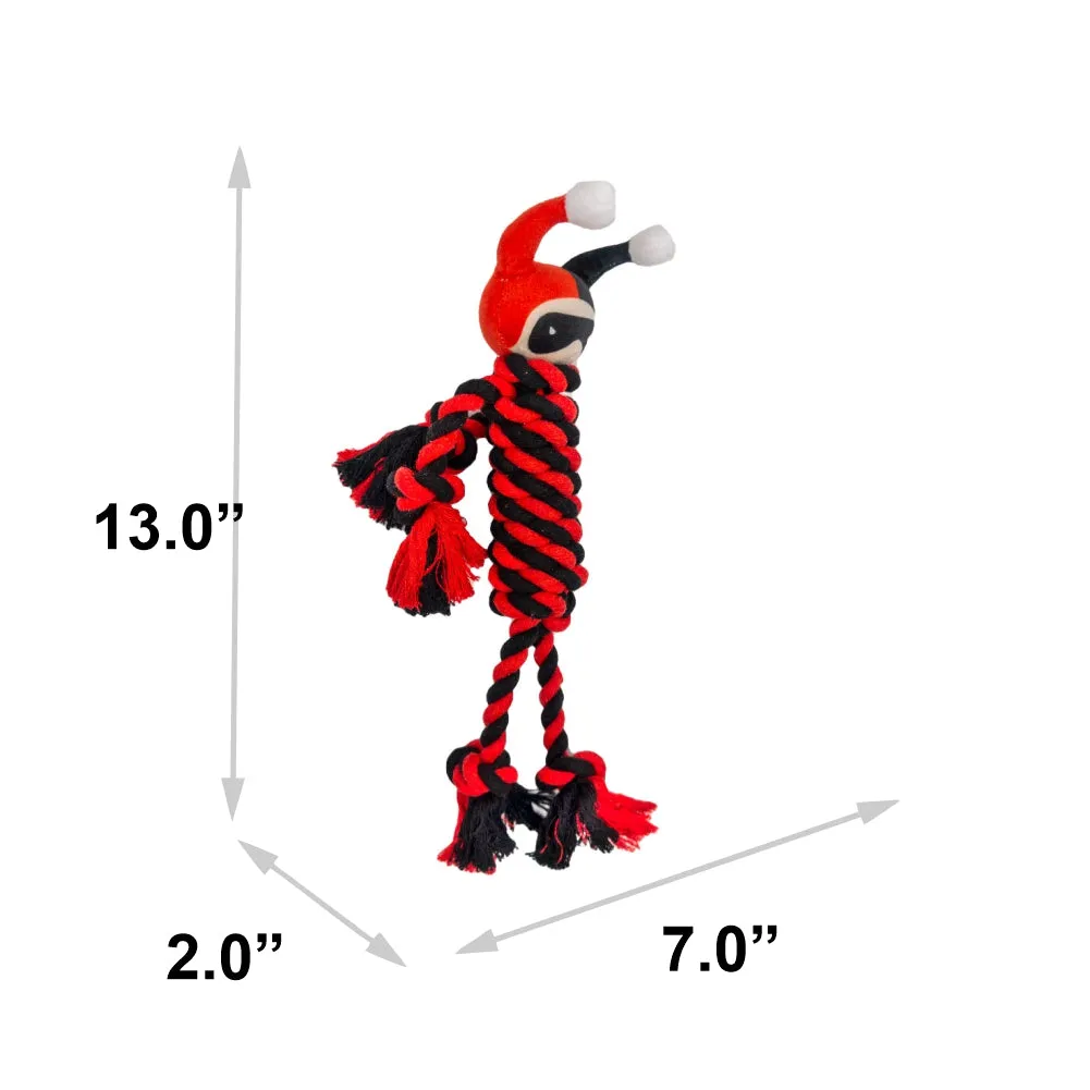Dog Toy Rope Plush with Squeaker - Harley Quinn with Red Black Rope Body
