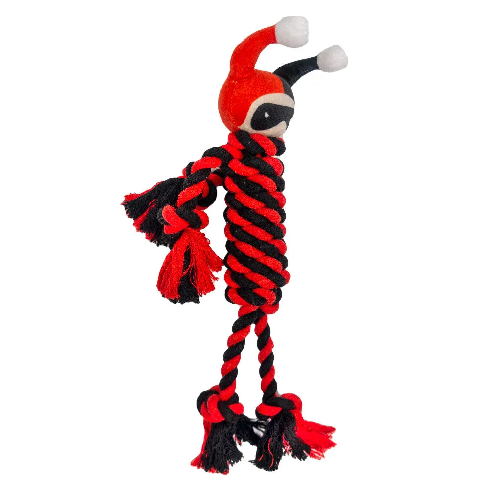 Dog Toy Rope Plush with Squeaker - Harley Quinn with Red Black Rope Body