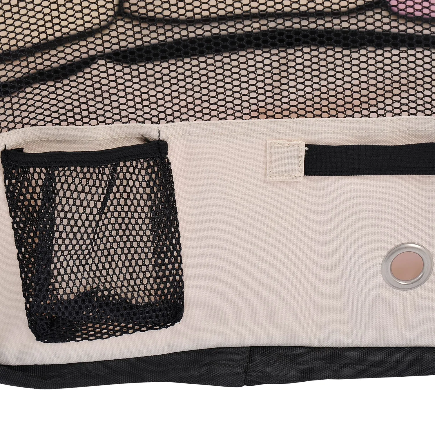 Fabric Dog Pens Pet Puppy PlayPen Dog Crate 37cmx37cmx95cm-Pink/Cream