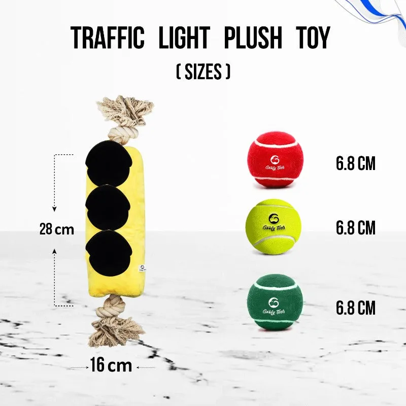 Goofy Tails 4 in 1 Traffic Light Plush Toy For Dogs | Crinkle Toys For Puppy | Rope Toys For Dogs