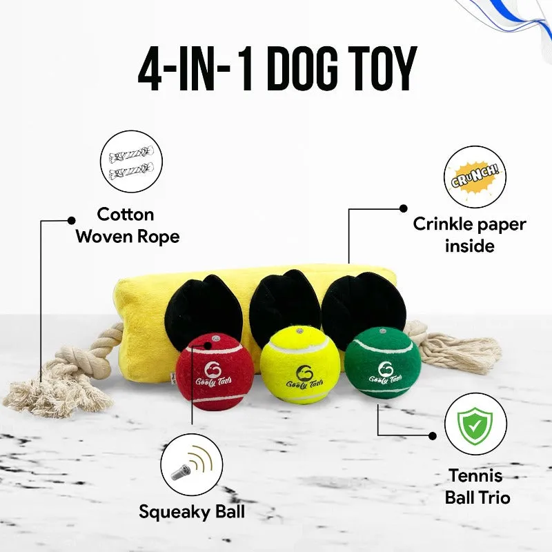 Goofy Tails 4 in 1 Traffic Light Plush Toy For Dogs | Crinkle Toys For Puppy | Rope Toys For Dogs