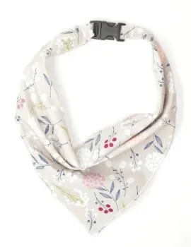 Gray Floral Pet Bandana, Pet Scarf, Gray Floral Dog Bandana
