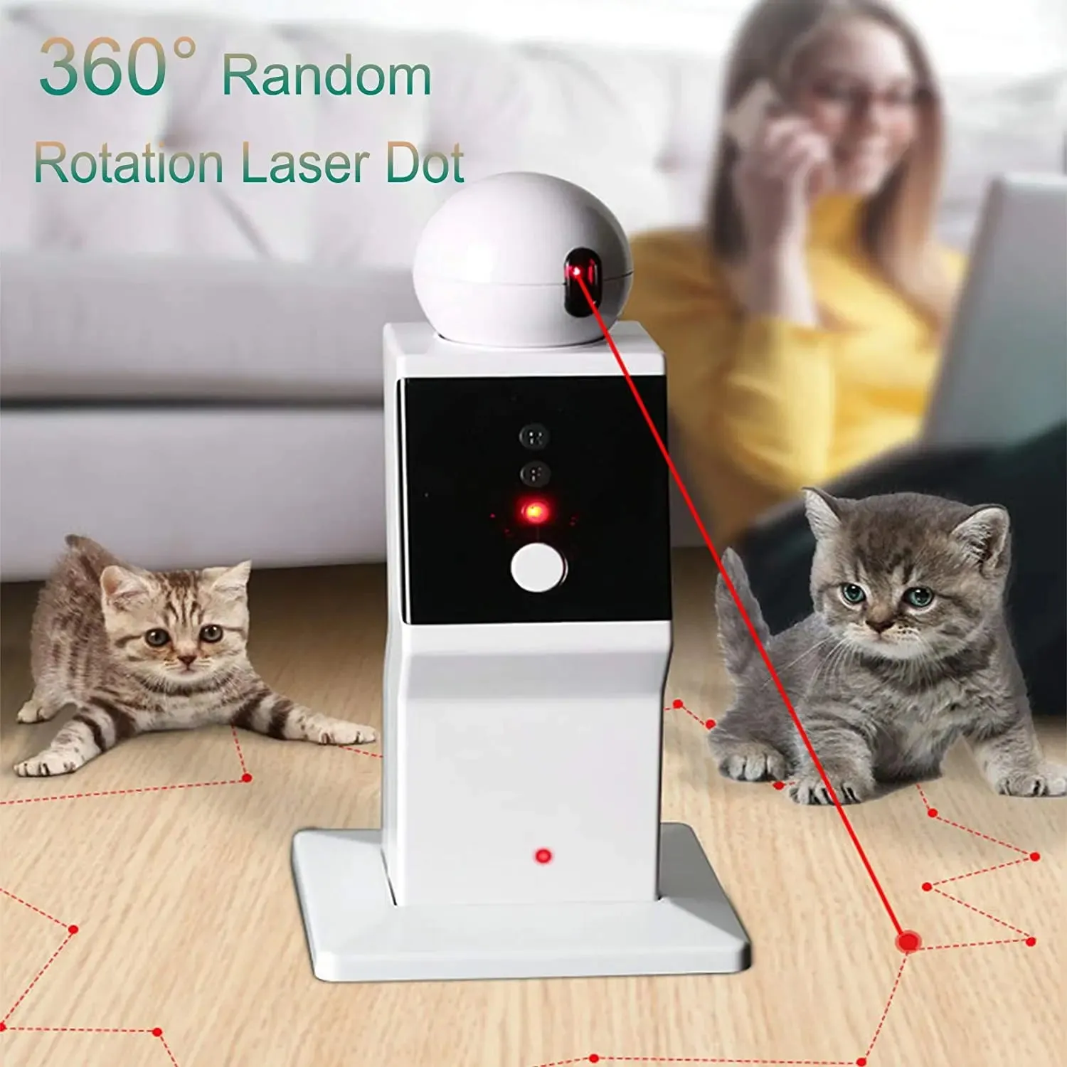 Interactive Laser Cat Toy - Automatic 360° Rotating Laser