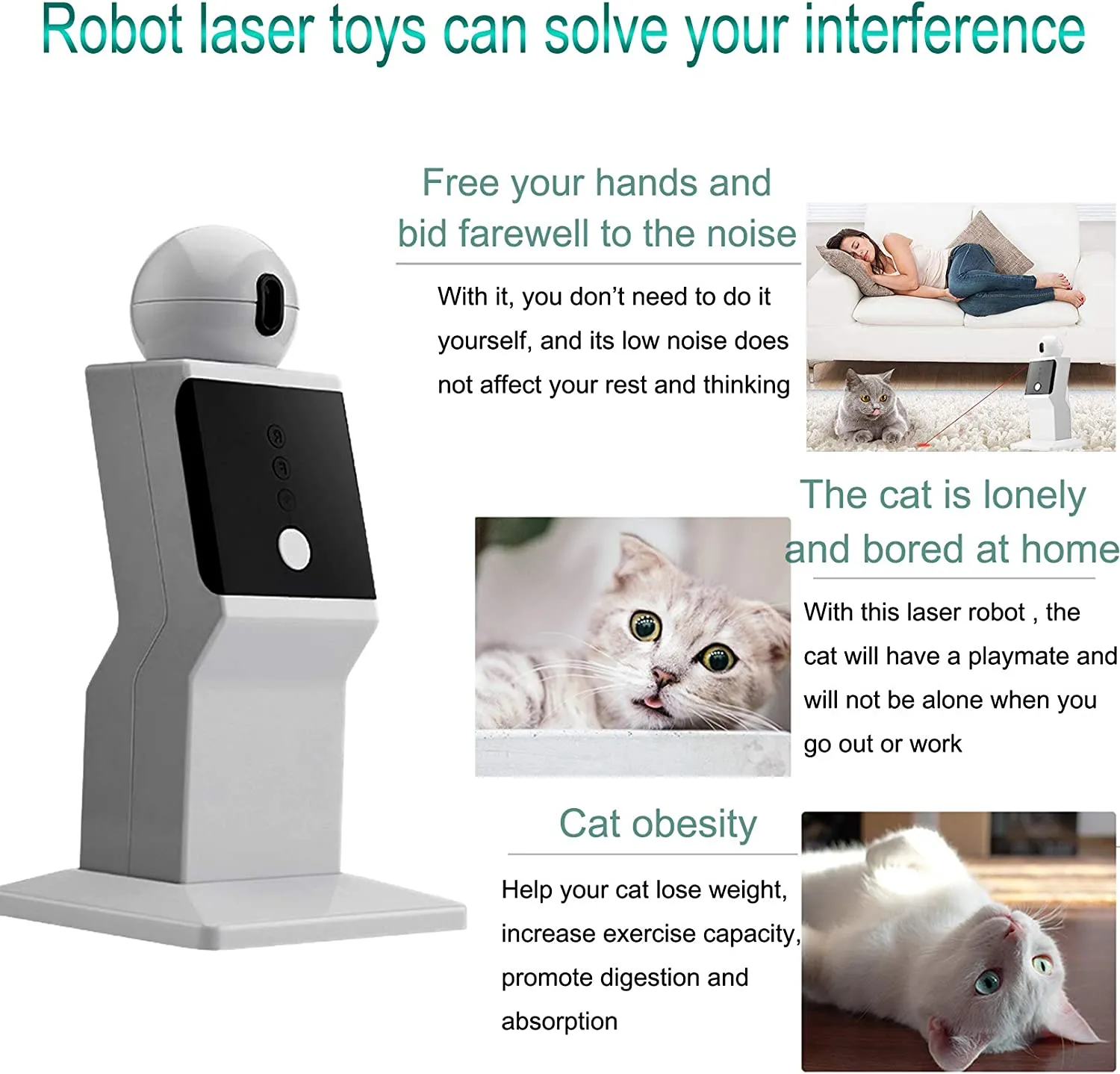 Interactive Laser Cat Toy - Automatic 360° Rotating Laser