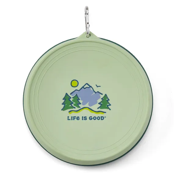 Life is Good. Vintage Mountains Silicone Travel Bowl with Lid