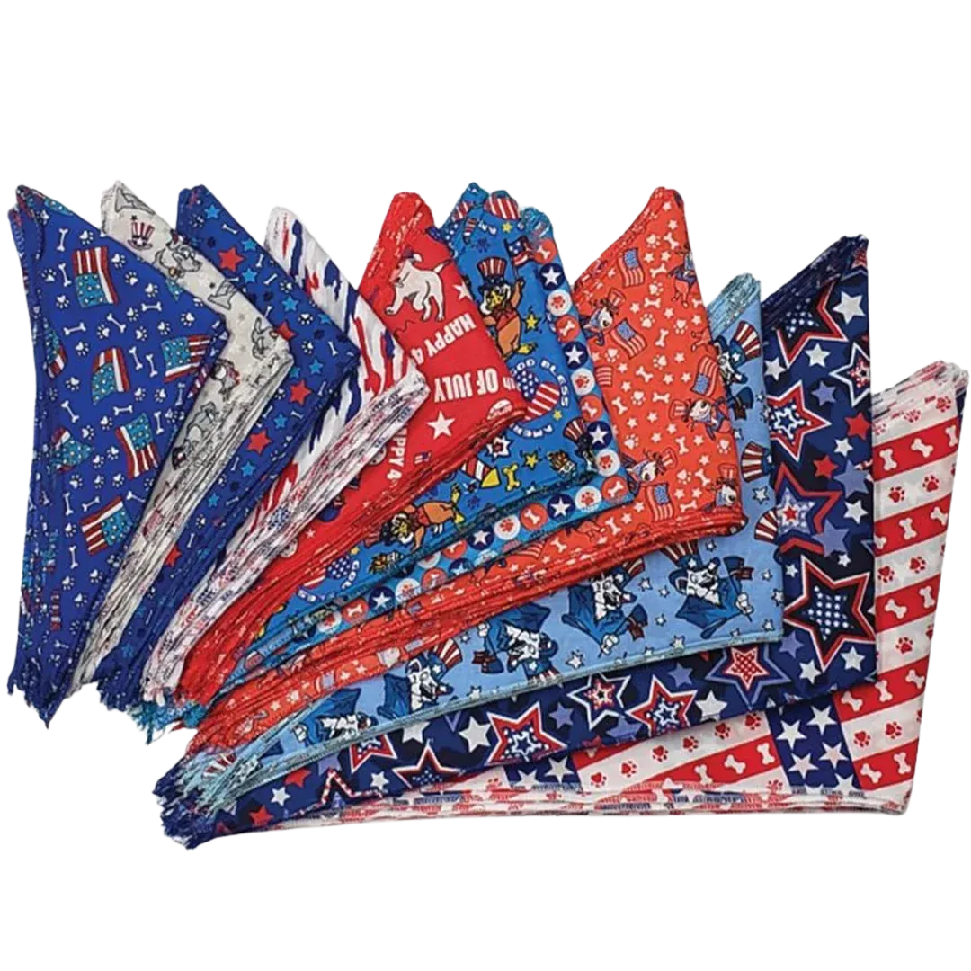 Patriotic Bandanas - 60 Assorted Sizes and Patterns by Bandanas Unlimited