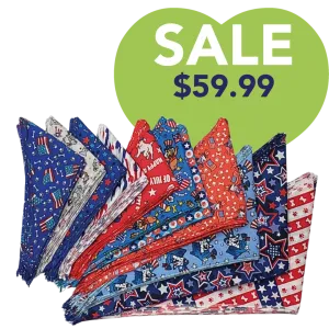 Patriotic Bandanas - 60 Assorted Sizes and Patterns by Bandanas Unlimited