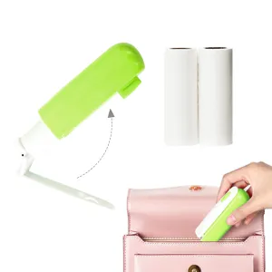 Pocket Lint Roller for Pet Hair Travel Size Sticky Roller for Clothes Refillable Lint Roller Foldable Small Lint Roller Travel Size with Extra Refills, Green 90 Sheets FuKuEn
