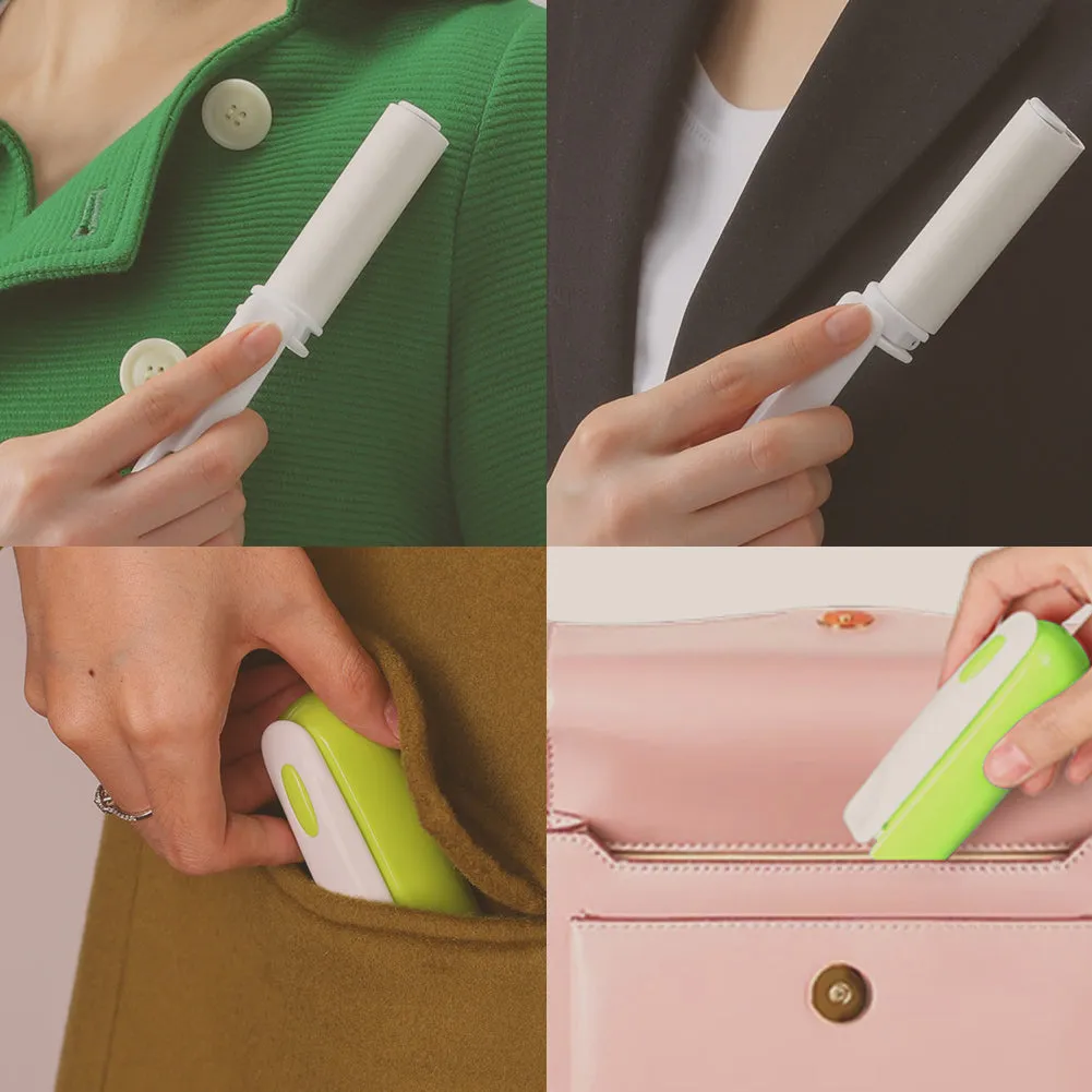 Pocket Lint Roller for Pet Hair Travel Size Sticky Roller for Clothes Refillable Lint Roller Foldable Small Lint Roller Travel Size with Extra Refills, Green 90 Sheets FuKuEn