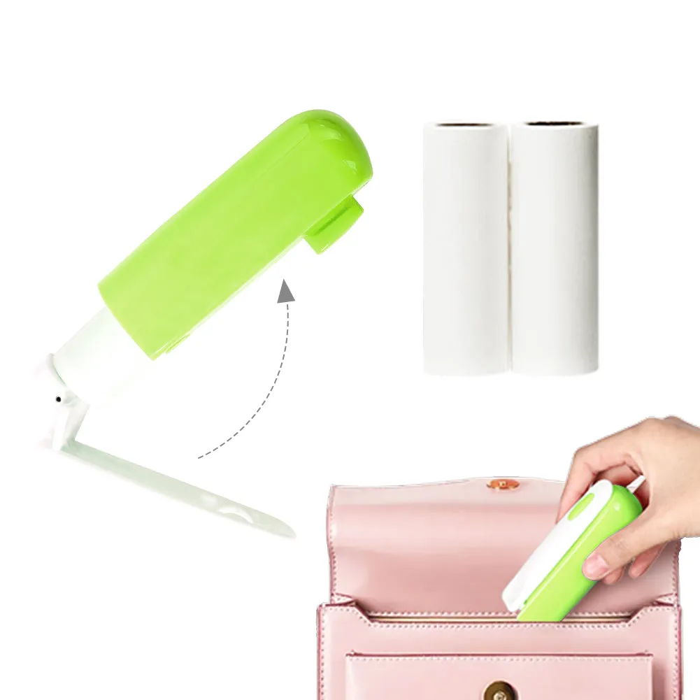 Pocket Lint Roller for Pet Hair Travel Size Sticky Roller for Clothes Refillable Lint Roller Foldable Small Lint Roller Travel Size with Extra Refills, Green 90 Sheets FuKuEn