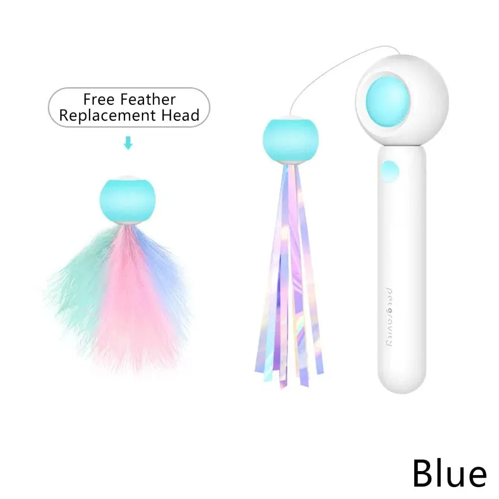 Retractable Feather Cat Teaser Toy