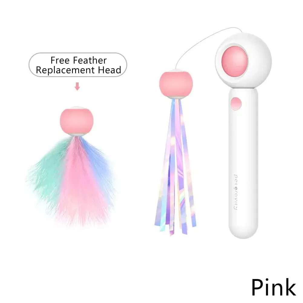 Retractable Feather Cat Teaser Toy