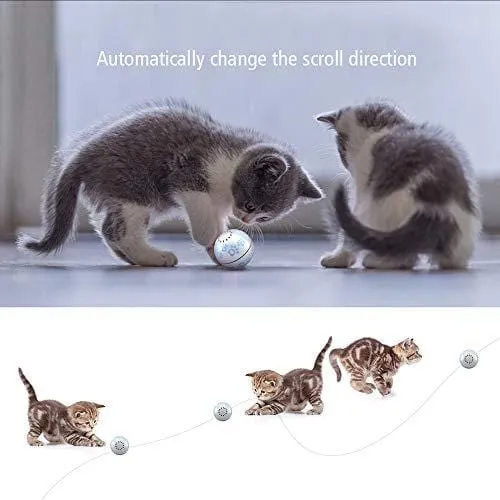 Vircomone Smart Interactive Cat Play and Toys Ball, USB Rechargeable Motion Activated Automatic Rotating Electronic Pet Toy,Built-in Spinning Sparkle Eye-Protection LED Catnip Chamber cat Toy Balls