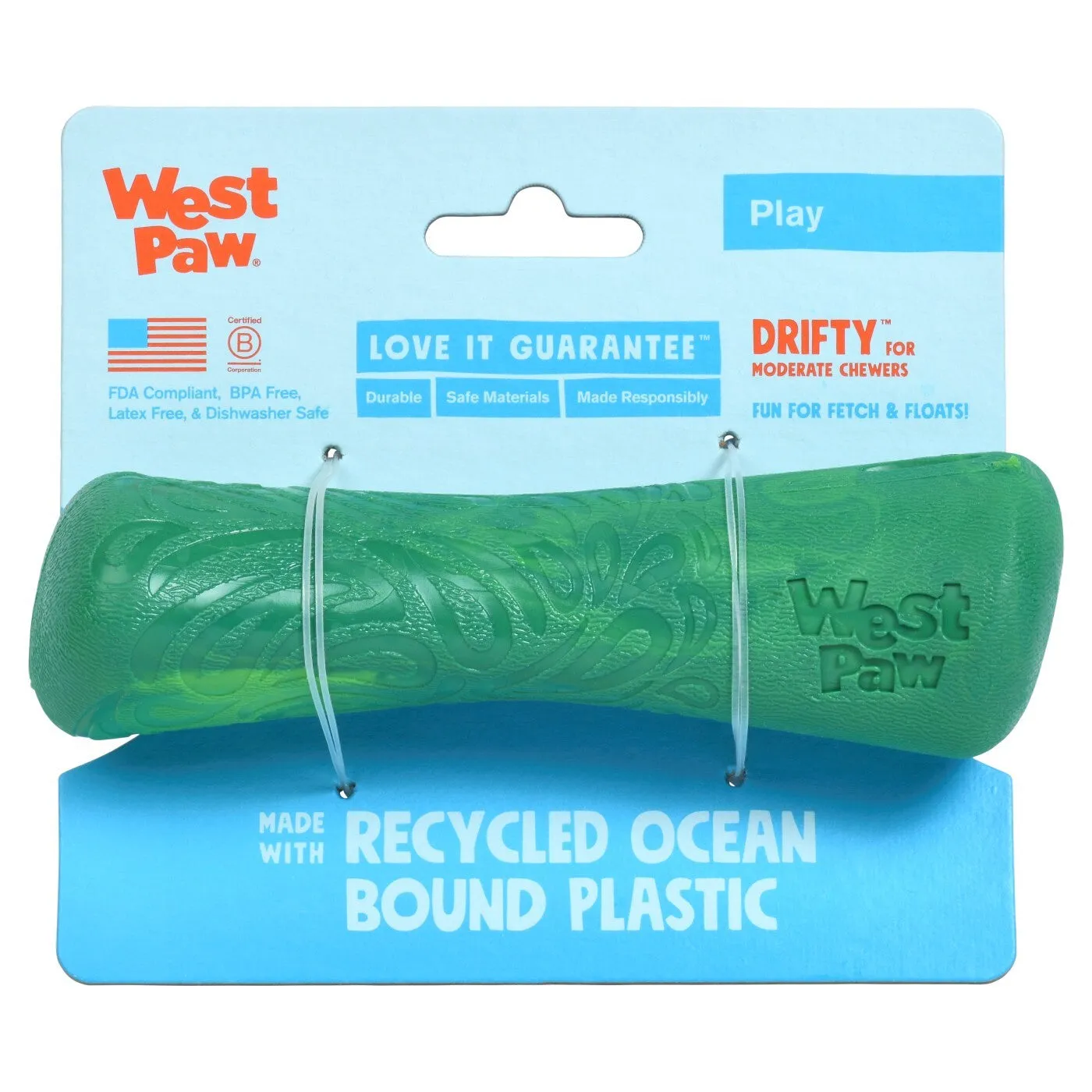West Paw Seaflex Recycled Plastic Fetch Dog Toy - Drifty